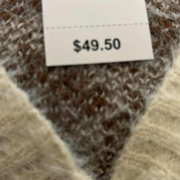 Plus Size ASHLEY STEWART Cropped Cardigan Sweater Cream Brown Sz 18/20 - Picture 5 of 5